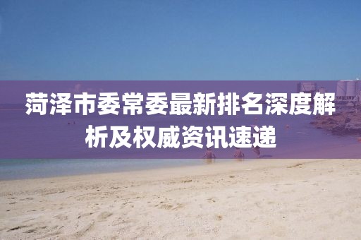 菏澤市委常委最新排名深度解析及權(quán)威資訊速遞