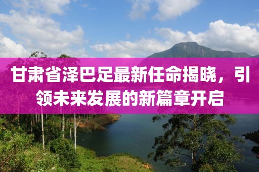 甘肅省澤巴足最新任命揭曉，引領(lǐng)未來發(fā)展的新篇章開啟
