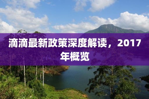 滴滴最新政策深度解讀，2017年概覽