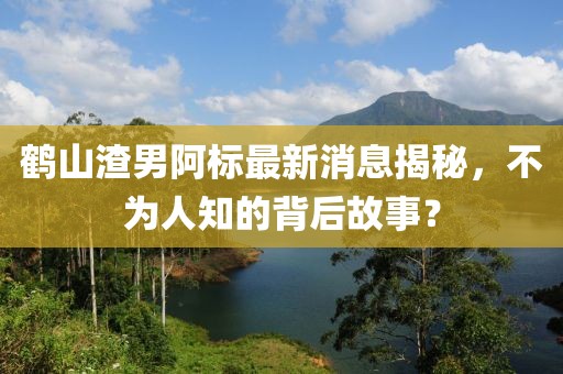 鶴山渣男阿標(biāo)最新消息揭秘，不為人知的背后故事？
