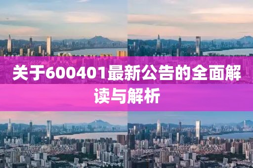 關(guān)于600401最新公告的全面解讀與解析