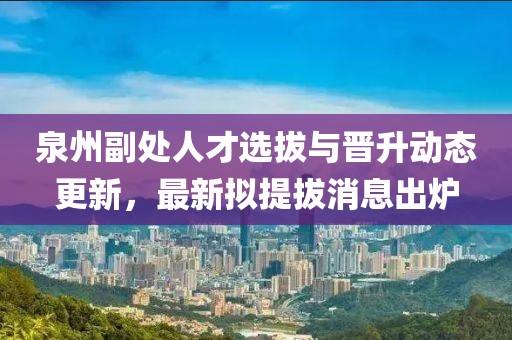 泉州副處人才選拔與晉升動(dòng)態(tài)更新，最新擬提拔消息出爐